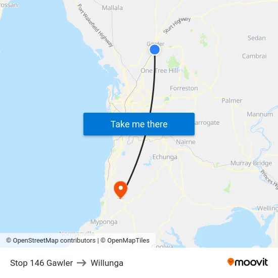 Stop 146 Gawler to Willunga map