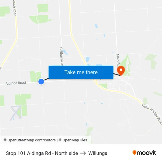 Stop 101 Aldinga Rd - North side to Willunga map