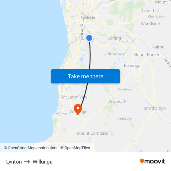 Lynton to Willunga map