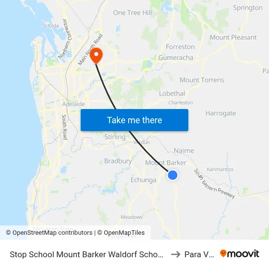 Stop School Mount Barker Waldorf School Sims Rd to Para Vista map