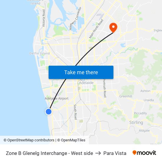 Zone B Glenelg Interchange - West side to Para Vista map