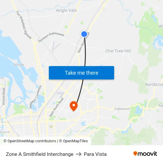 Zone A Smithfield Interchange to Para Vista map