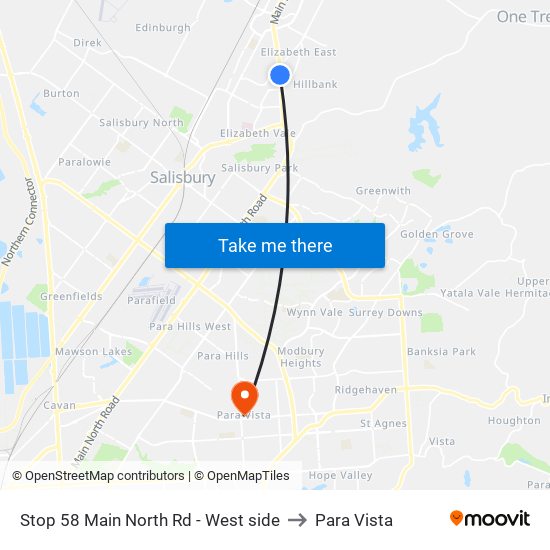 Stop 58 Main North Rd - West side to Para Vista map