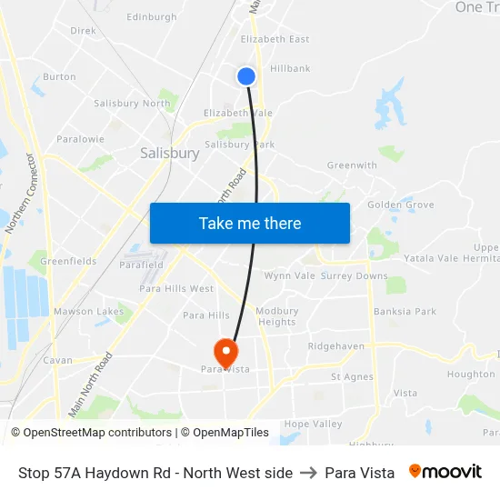 Stop 57A Haydown Rd - North West side to Para Vista map