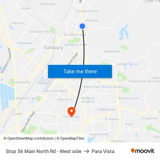 Stop 56 Main North Rd - West side to Para Vista map