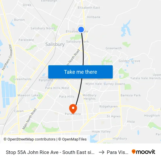 Stop 55A John Rice Ave - South East side to Para Vista map