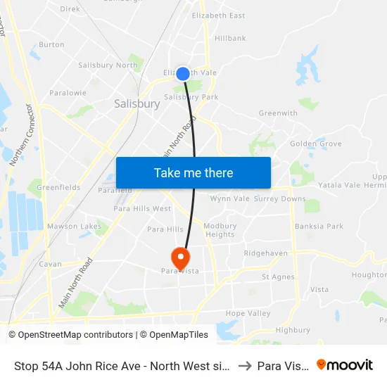 Stop 54A John Rice Ave - North West side to Para Vista map