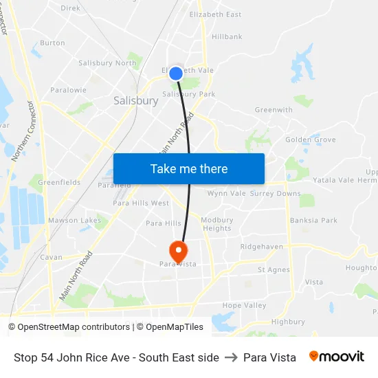 Stop 54 John Rice Ave - South East side to Para Vista map