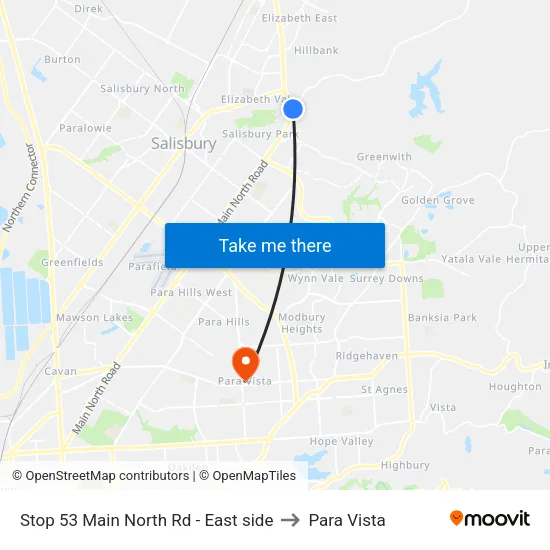 Stop 53 Main North Rd - East side to Para Vista map