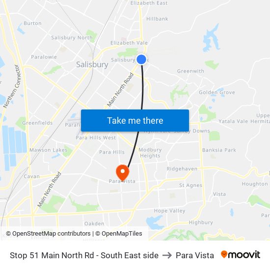 Stop 51 Main North Rd - South East side to Para Vista map