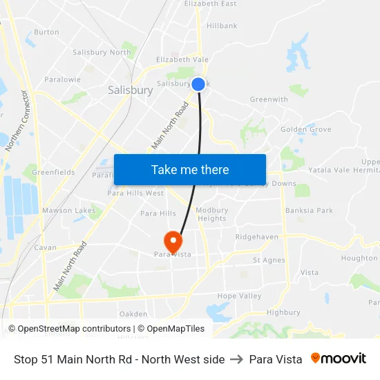 Stop 51 Main North Rd - North West side to Para Vista map