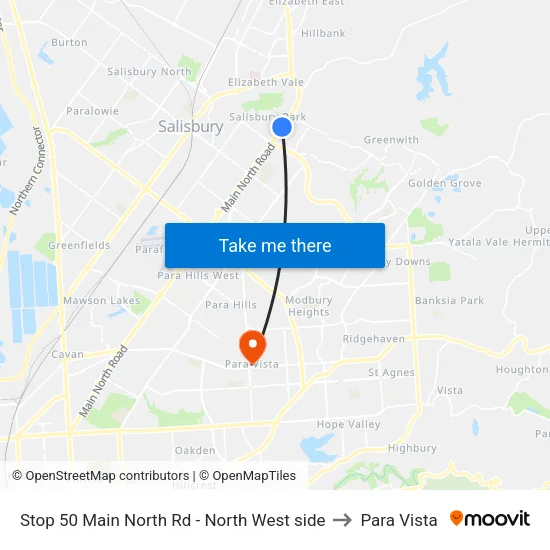Stop 50 Main North Rd - North West side to Para Vista map