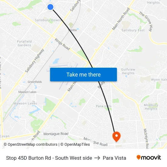 Stop 45D Burton Rd - South West side to Para Vista map