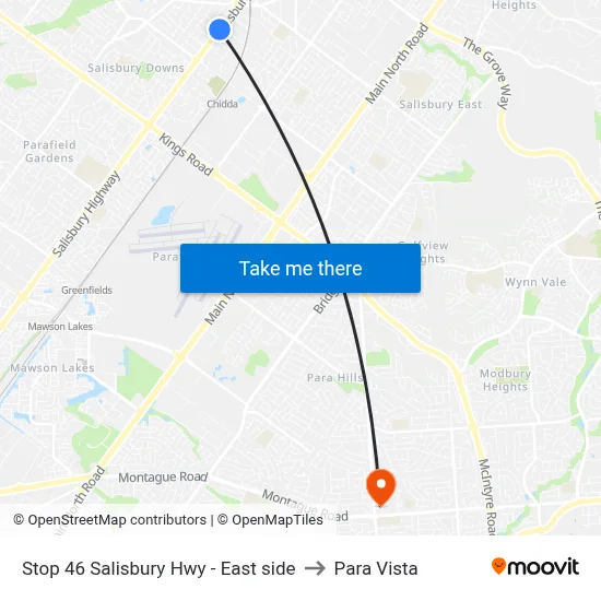 Stop 46 Salisbury Hwy - East side to Para Vista map