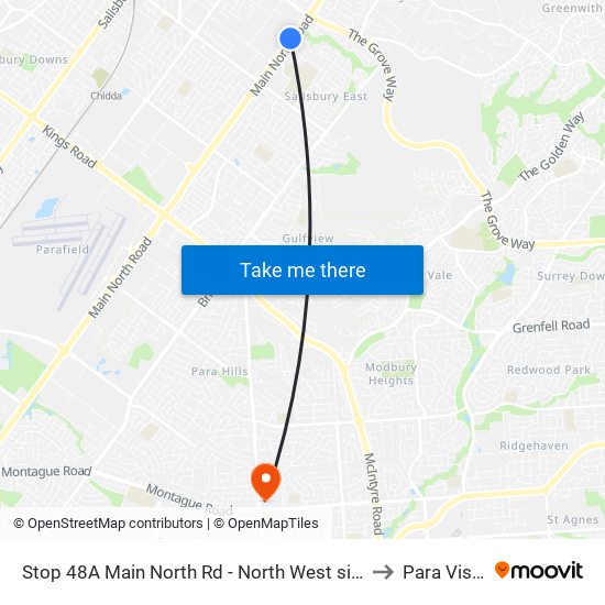 Stop 48A Main North Rd - North West side to Para Vista map