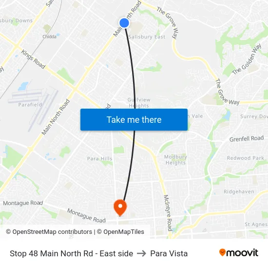 Stop 48 Main North Rd - East side to Para Vista map
