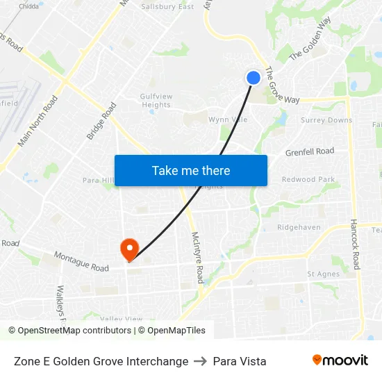 Zone E Golden Grove Interchange to Para Vista map