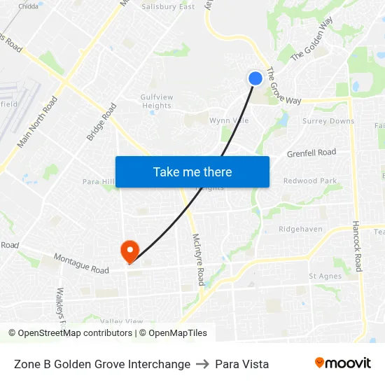 Zone B Golden Grove Interchange to Para Vista map