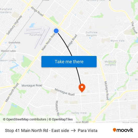 Stop 41 Main North Rd - East side to Para Vista map