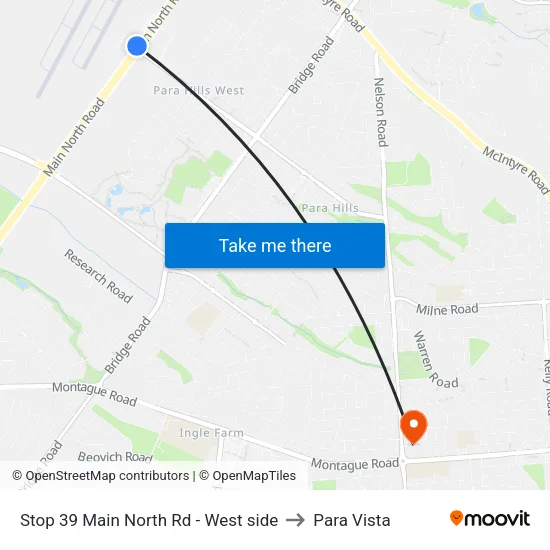 Stop 39 Main North Rd - West side to Para Vista map