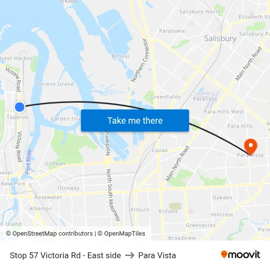 Stop 57 Victoria Rd - East side to Para Vista map