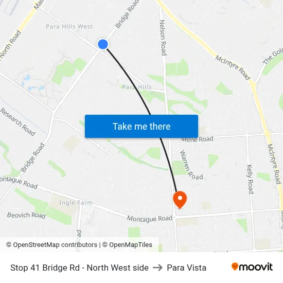 Stop 41 Bridge Rd - North West side to Para Vista map