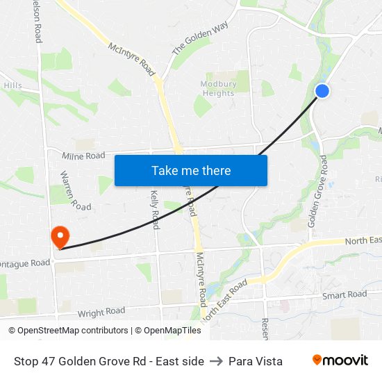 Stop 47 Golden Grove Rd - East side to Para Vista map