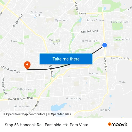 Stop 53 Hancock Rd - East side to Para Vista map
