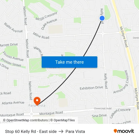 Stop 60 Kelly Rd - East side to Para Vista map