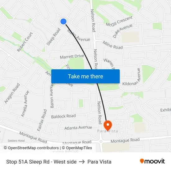 Stop 51A Sleep Rd - West side to Para Vista map
