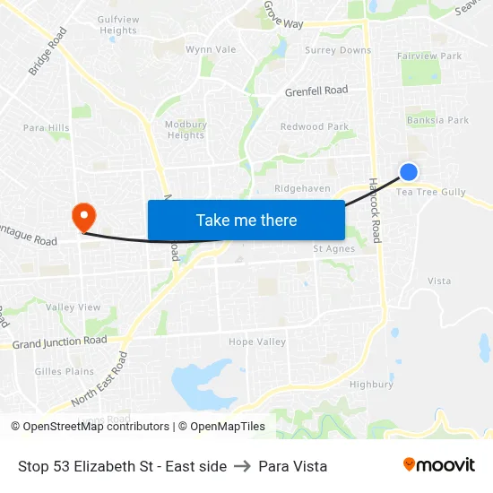 Stop 53 Elizabeth St - East side to Para Vista map