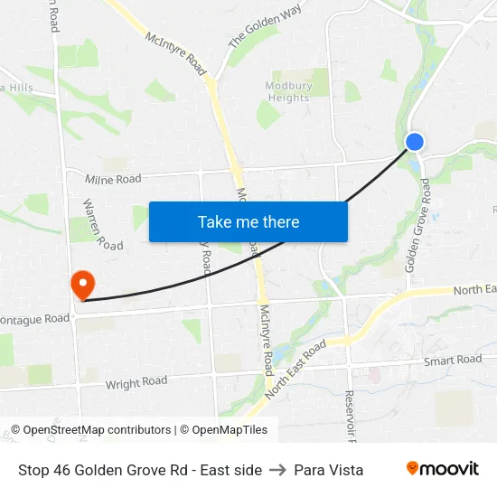 Stop 46 Golden Grove Rd - East side to Para Vista map