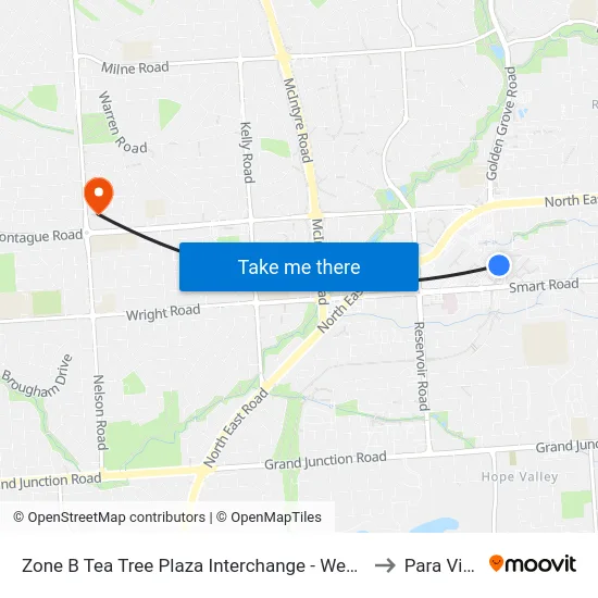Zone B Tea Tree Plaza Interchange - West side to Para Vista map