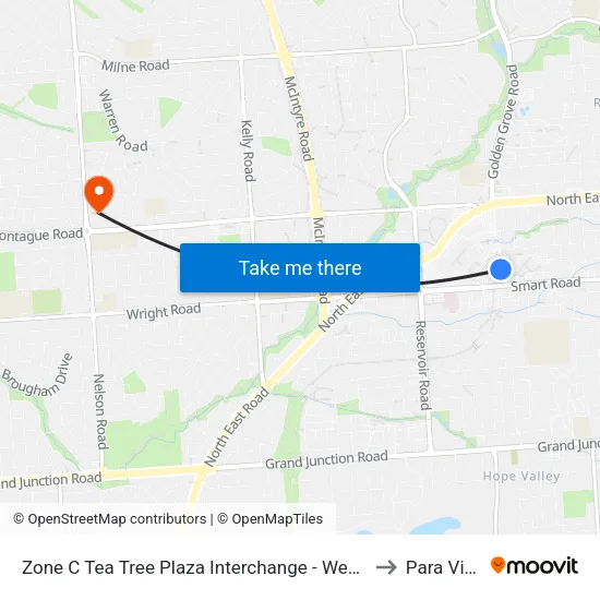 Zone C Tea Tree Plaza Interchange - West side to Para Vista map