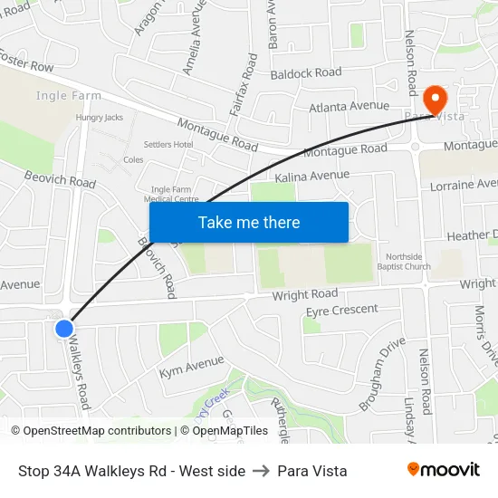 Stop 34A Walkleys Rd - West side to Para Vista map