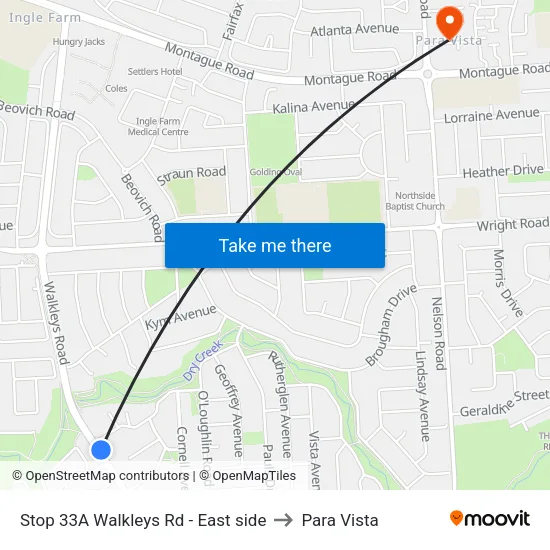 Stop 33A Walkleys Rd - East side to Para Vista map