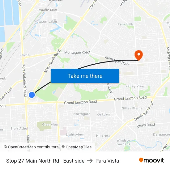 Stop 27 Main North Rd - East side to Para Vista map