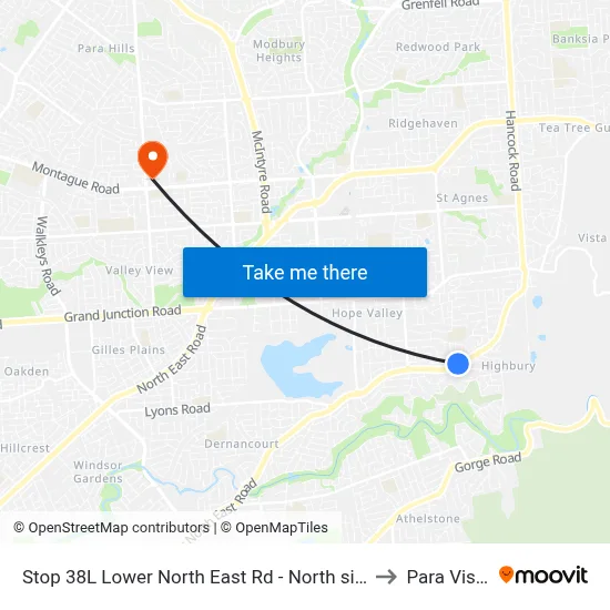 Stop 38L Lower North East Rd - North side to Para Vista map