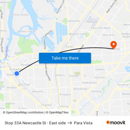 Stop 33A Newcastle St - East side to Para Vista map