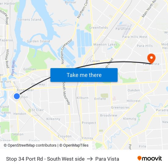 Stop 34 Port Rd - South West side to Para Vista map