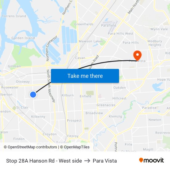 Stop 28A Hanson Rd - West side to Para Vista map