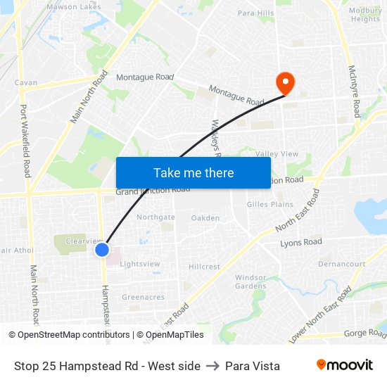 Stop 25 Hampstead Rd - West side to Para Vista map