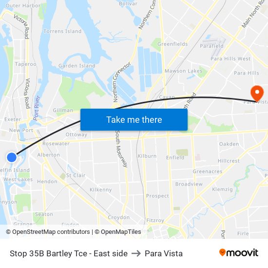 Stop 35B Bartley Tce - East side to Para Vista map