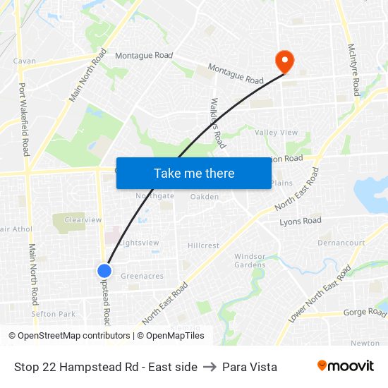 Stop 22 Hampstead Rd - East side to Para Vista map