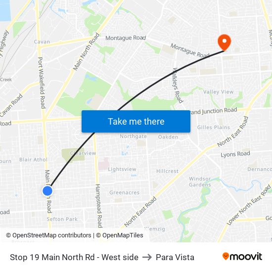 Stop 19 Main North Rd - West side to Para Vista map