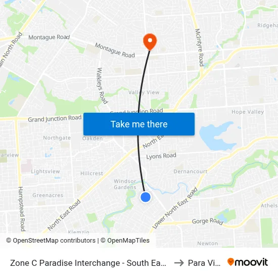 Zone C Paradise Interchange - South East side to Para Vista map