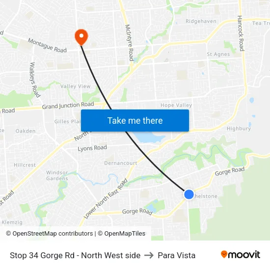 Stop 34 Gorge Rd - North West side to Para Vista map