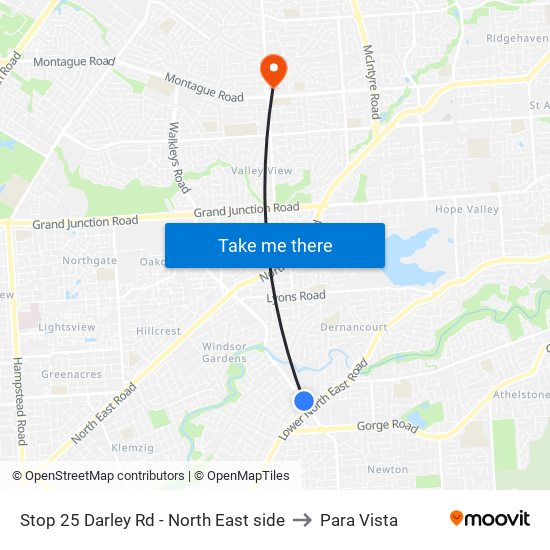 Stop 25 Darley Rd - North East side to Para Vista map