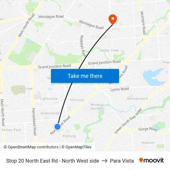 Stop 20 North East Rd - North West side to Para Vista map