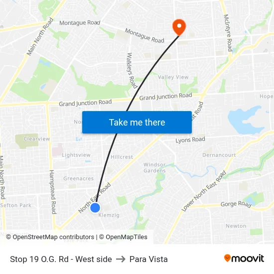 Stop 19 O.G. Rd - West side to Para Vista map